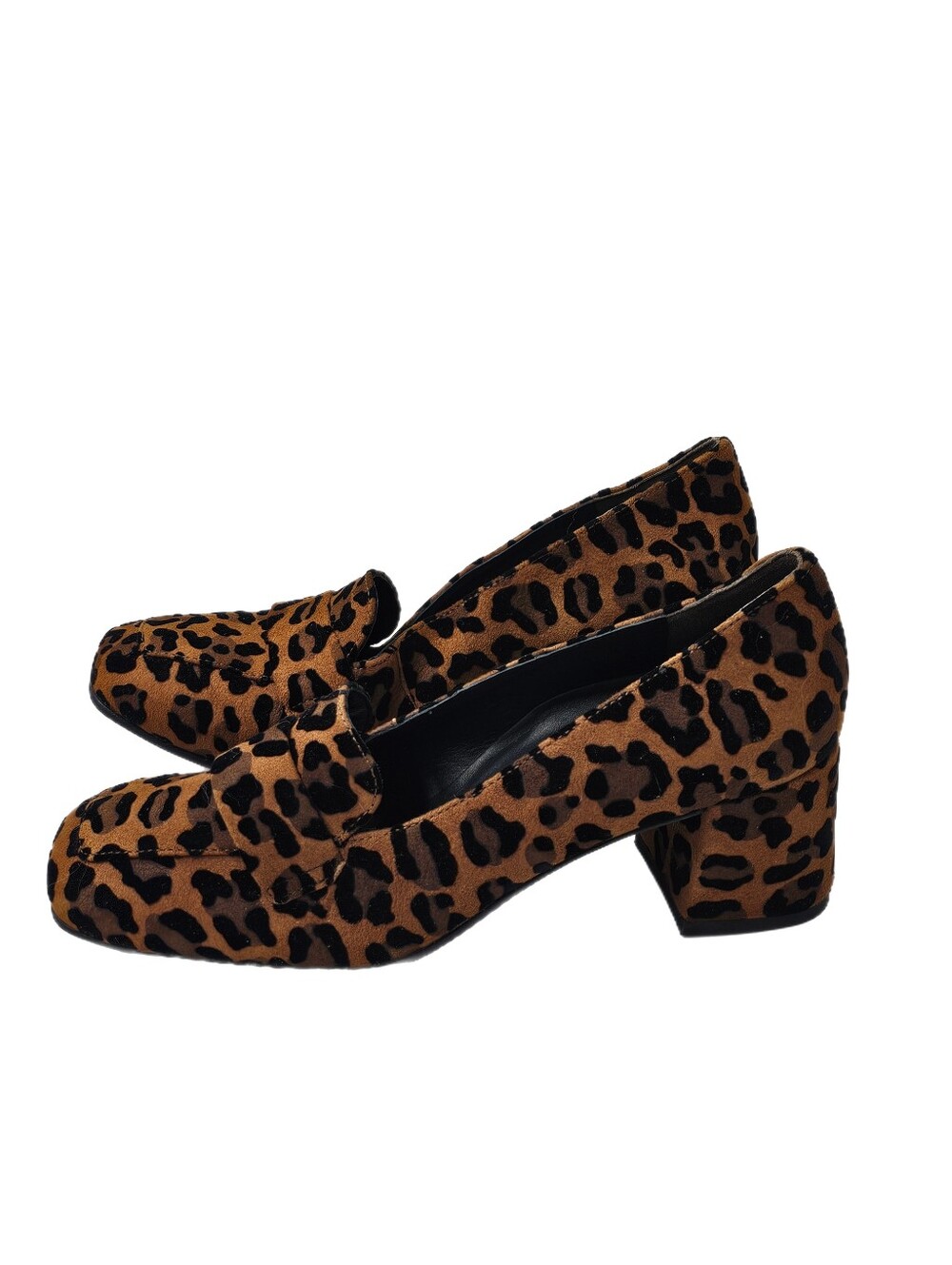 Paul Green Winona Leopard Velvet Loafer Pump Tan Black 6.5M DEFECTIVE NWOB